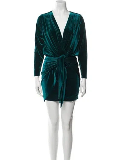 Pre-owned Misa V-neck Mini Dress In Blue