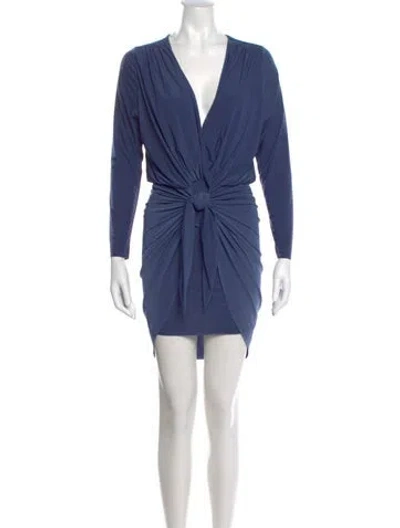 Pre-owned Misa V-neck Mini Dress In Blue