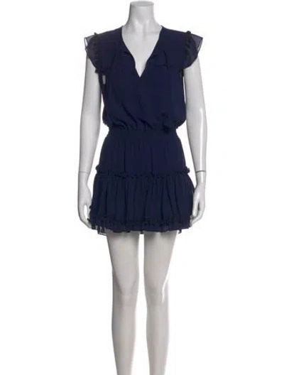 Pre-owned Misa V-neck Mini Dress In Blue