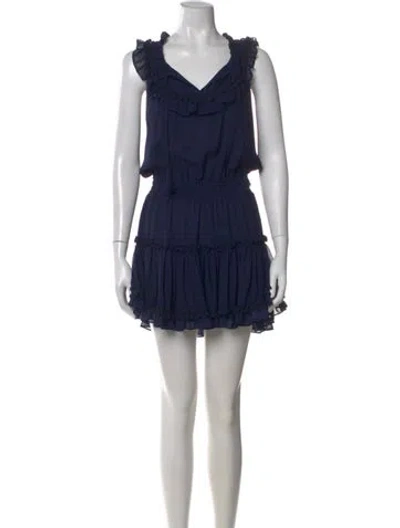 Pre-owned Misa V-neck Mini Dress In Blue