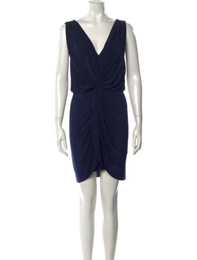 Pre-owned Misa V-neck Mini Dress In Blue