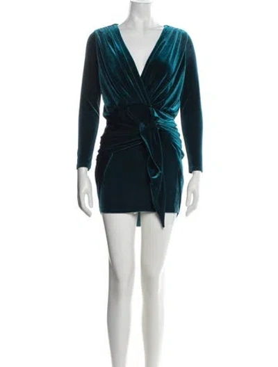 Pre-owned Misa V-neck Mini Dress In Blue