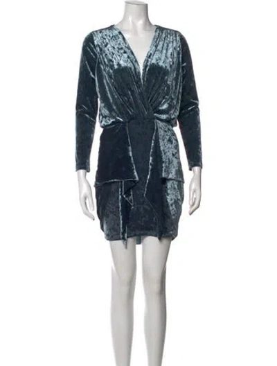 Pre-owned Misa V-neck Mini Dress In Blue