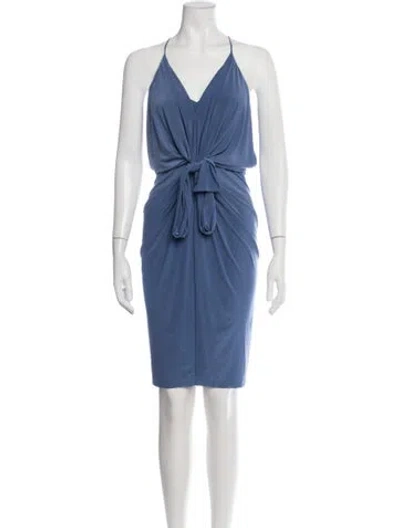 Pre-owned Misa V-neck Mini Dress In Blue