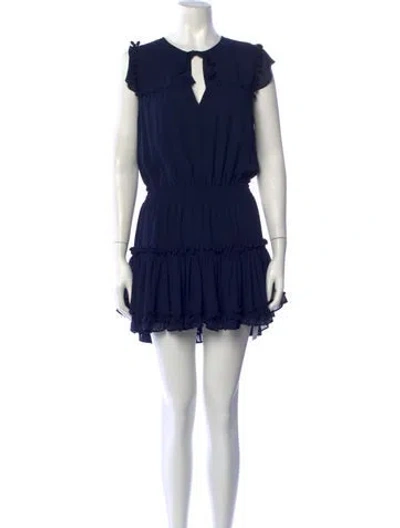Pre-owned Misa V-neck Mini Dress In Blue