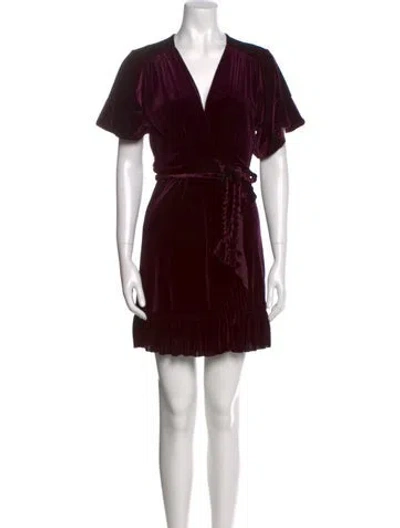 Pre-owned Misa V-neck Mini Dress In Burgundy
