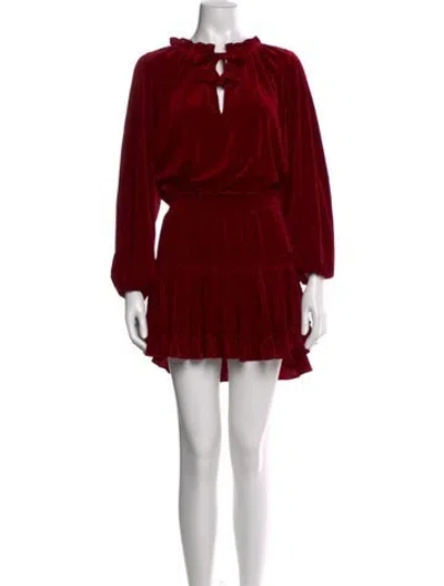 Pre-owned Misa V-neck Mini Dress In Burgundy