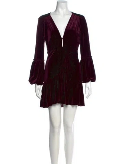 Pre-owned Misa V-neck Mini Dress In Burgundy