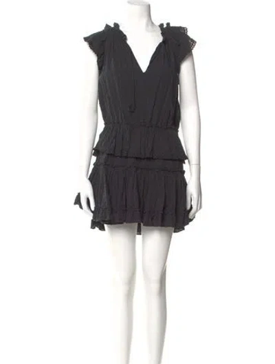 Pre-owned Misa V-neck Mini Dress In Gray