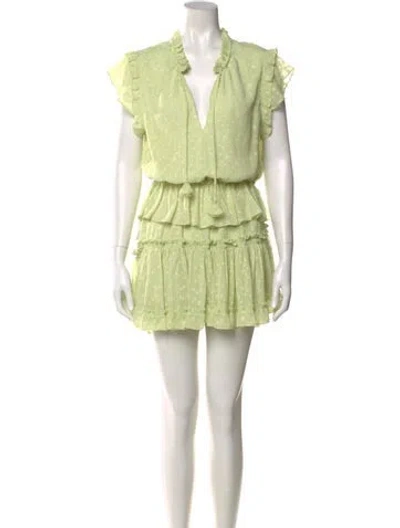 Pre-owned Misa V-neck Mini Dress In Green