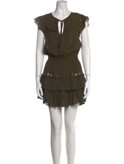 Pre-owned Misa V-neck Mini Dress In Green