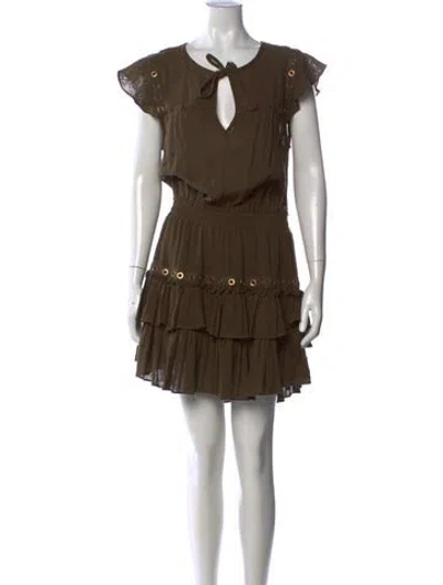 Pre-owned Misa V-neck Mini Dress In Green