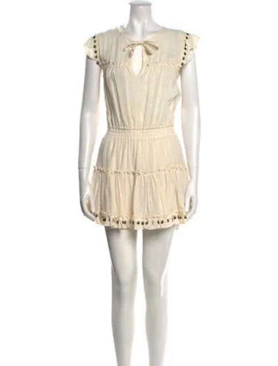 Pre-owned Misa V-neck Mini Dress In Neutral