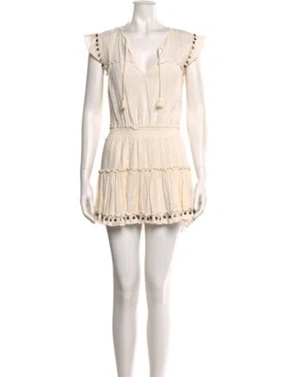 Pre-owned Misa V-neck Mini Dress In Neutral