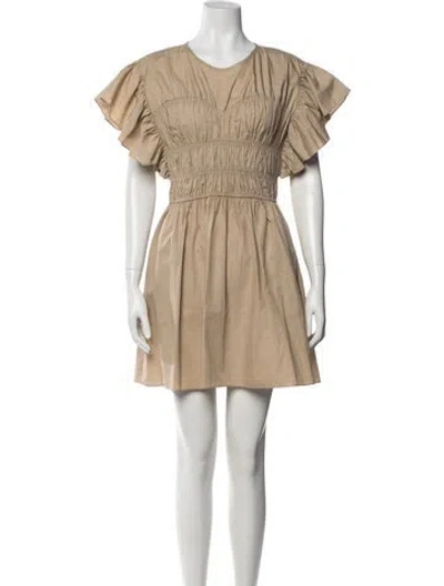 Pre-owned Misa V-neck Mini Dress In Neutral