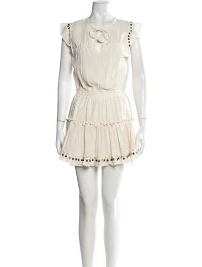 Pre-owned Misa V-neck Mini Dress In Neutrals/white