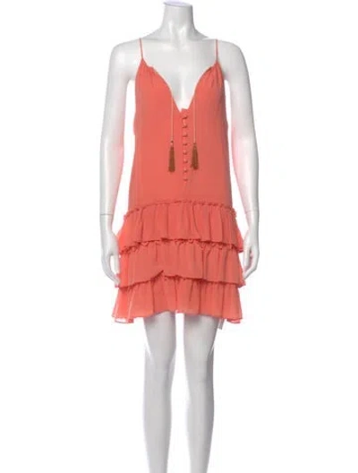 Pre-owned Misa V-neck Mini Dress In Orange