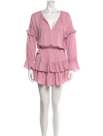 Pre-owned Misa V-neck Mini Dress In Pink