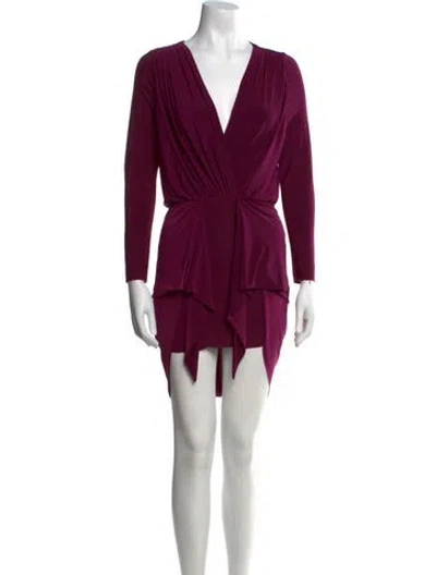 Pre-owned Misa V-neck Mini Dress In Purple