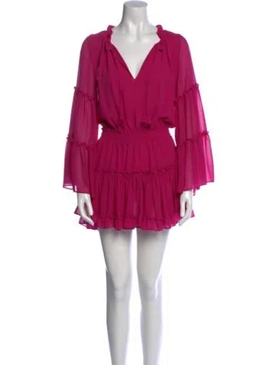 Pre-owned Misa V-neck Mini Dress In Purple