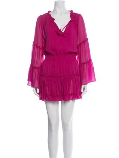Pre-owned Misa V-neck Mini Dress In Purple