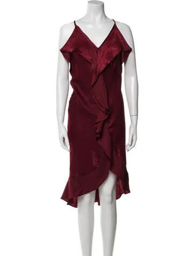 Pre-owned Misa V-neck Mini Dress In Red