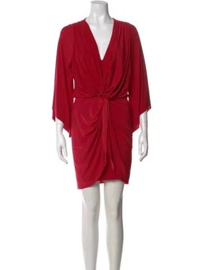 Pre-owned Misa V-neck Mini Dress In Red