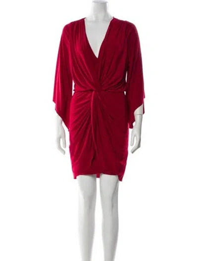 Pre-owned Misa V-neck Mini Dress In Red