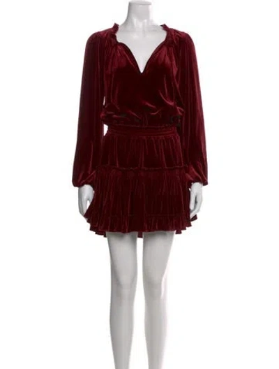 Pre-owned Misa V-neck Mini Dress In Red