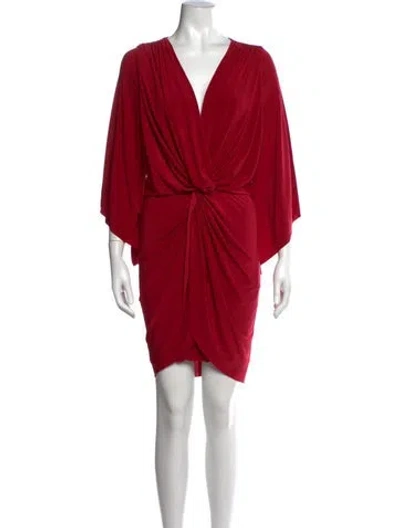 Pre-owned Misa V-neck Mini Dress In Red