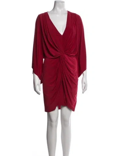 Pre-owned Misa V-neck Mini Dress In Red