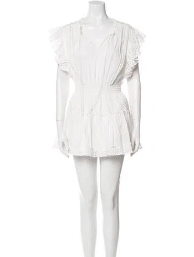 Pre-owned Misa V-neck Mini Dress In White