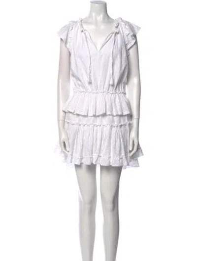 Pre-owned Misa V-neck Mini Dress In White