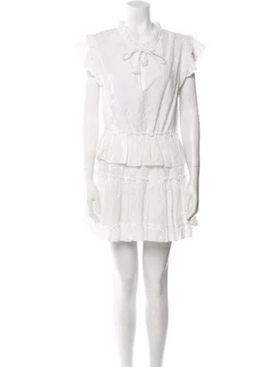 Pre-owned Misa V-neck Mini Dress In White