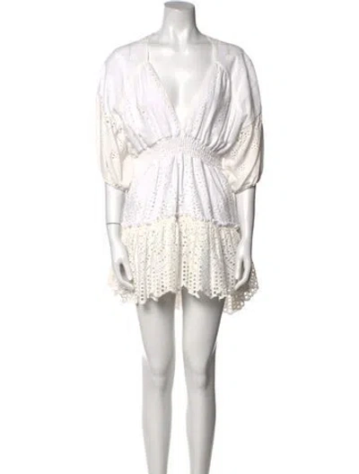 Pre-owned Misa V-neck Mini Dress In White