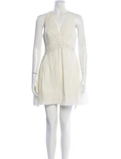 Pre-owned Misa V-neck Mini Dress In White