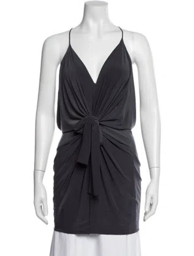 Pre-owned Misa V-neck Sleeveless Top In Blue