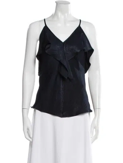 Pre-owned Misa V-neck Sleeveless Top In Blue