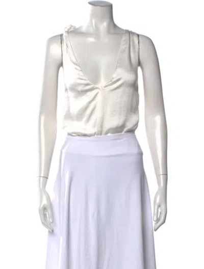 Pre-owned Misa V-neck Sleeveless Top In White