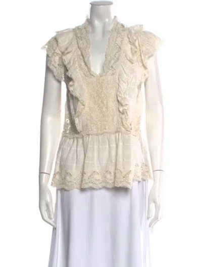 Pre-owned Misa V-neck Sweater In White