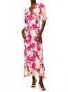 Misa Wallis Dress Flora Linen In Fuschia In Neutral