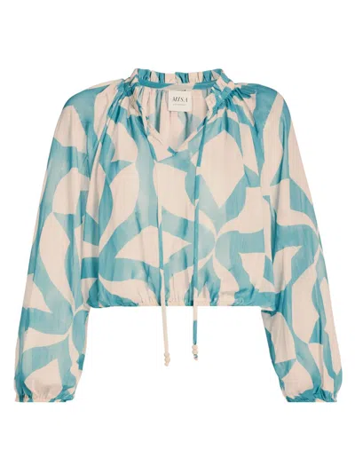 Misa Women's Alene Printed Bubble-hem Top In Blue