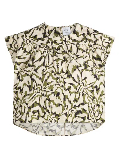 Misa Women's Alina Floral Crop Top In Green