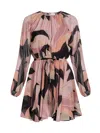 Misa Anthea Printed Chiffon Mini Dress In Pink