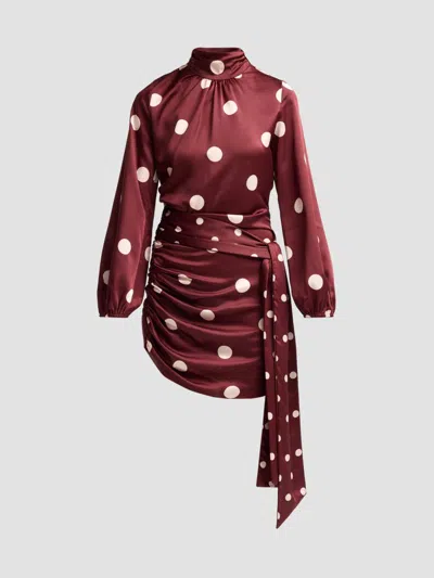Misa Women's Arash Polka Dot Mini Dress In Burgundy
