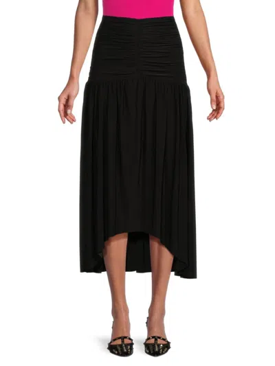 Misa Women's Dalida Ruched Asymmetric Midi Skirt In Black
