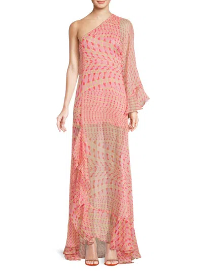 Misa Women's Gaia One Shoulder Maxi Dress In Pink