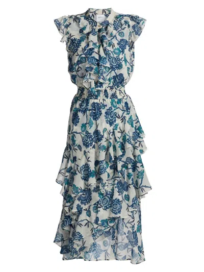 Misa Women's Ilysa Ruffle Midi-dress In Blue