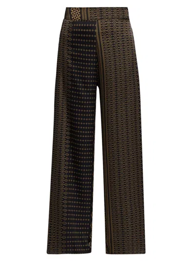 Misa Women's Izzie Geometric-print Wide-leg Pants In Brown