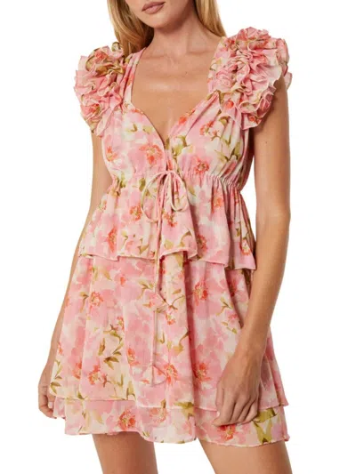 Misa Women's Lily Floral Ruffled Minidress In Blushing Flora